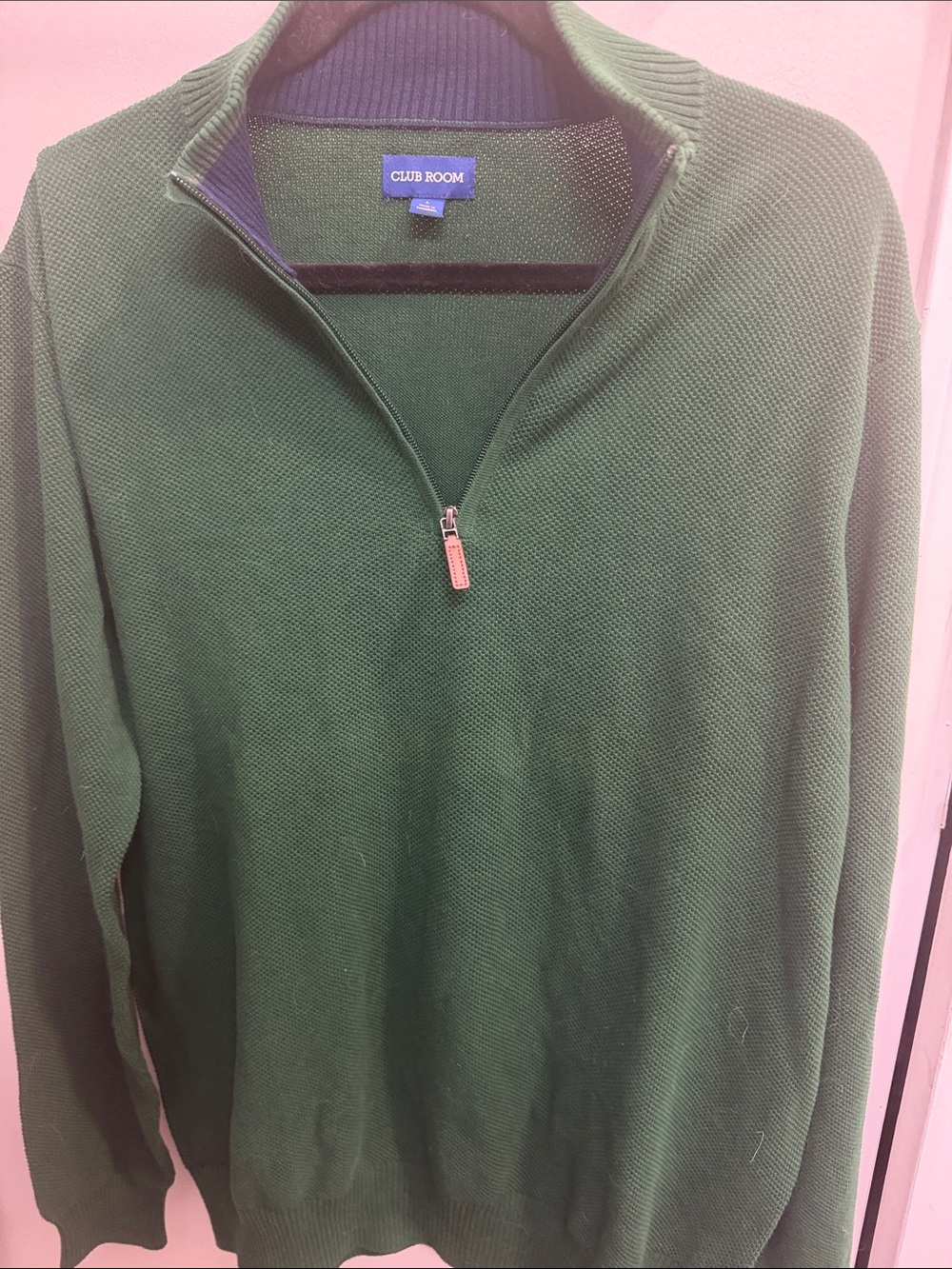Club Room Men's Forest Green Zip-Neck Sweater